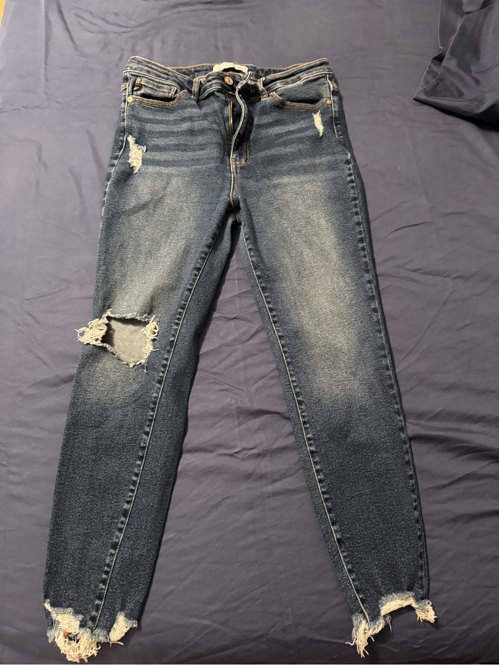 Kancan Women’s Distressed Skinny Jeans - Dark Blue